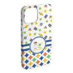 Boy's Space & Geometric Print iPhone Case - Plastic - iPhone 15 Pro Max (Personalized)