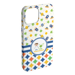 Boy's Space & Geometric Print iPhone Case - Plastic (Personalized)