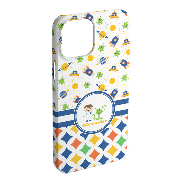 Custom Boy's Space & Geometric Print iPhone Case - Plastic (Personalized)