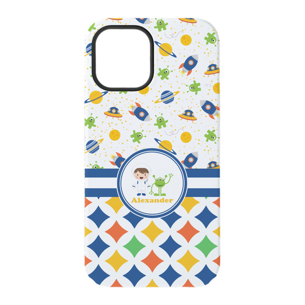 Boy's Space & Geometric Print iPhone 15 Tough Case - Back