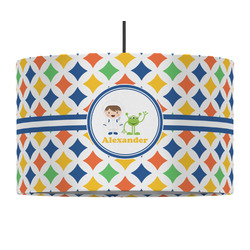 Boy's Astronaut 12" Drum Pendant Lamp - Fabric (Personalized)