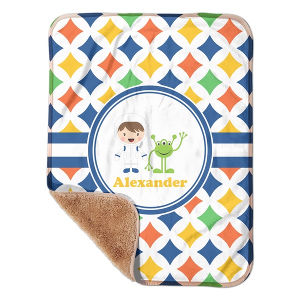 Custom Boy's Astronaut Sherpa Baby Blanket - 30" x 40" w/ Name or Text