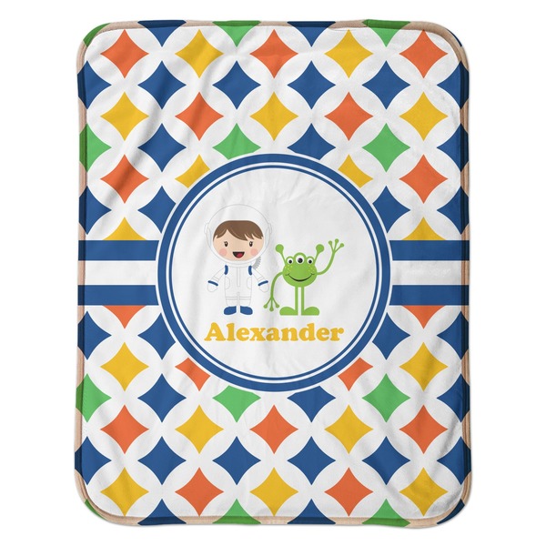 Boy's Astronaut Baby Sherpa Blanket - Flat