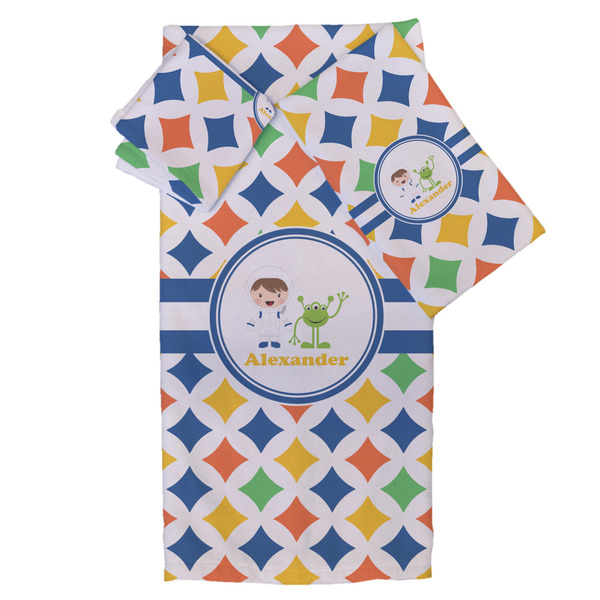 Custom Boy's Astronaut Bath Towel Set - 3 Pcs (Personalized)