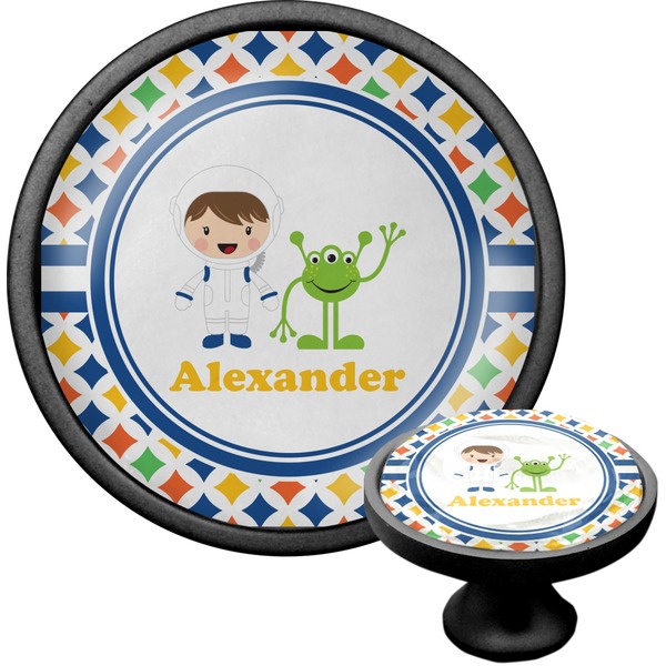 Custom Boy's Astronaut Cabinet Knob (Black) (Personalized)