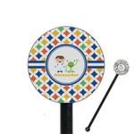 Boy's Astronaut 5.5" Round Plastic Stir Sticks - Black - Single Sided (Personalized)