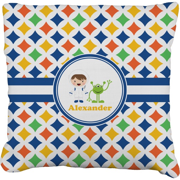 Custom Boy's Astronaut Faux-Linen Throw Pillow 18" (Personalized)
