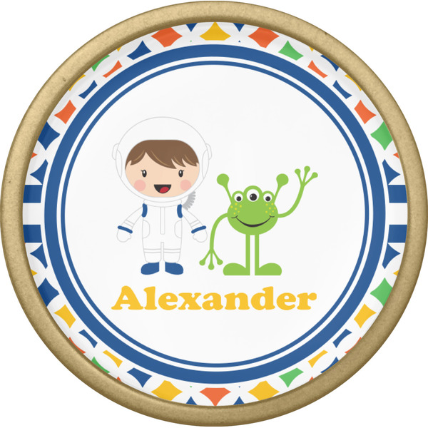 Boy's Astronaut Cabinet Knob - Gold - Front