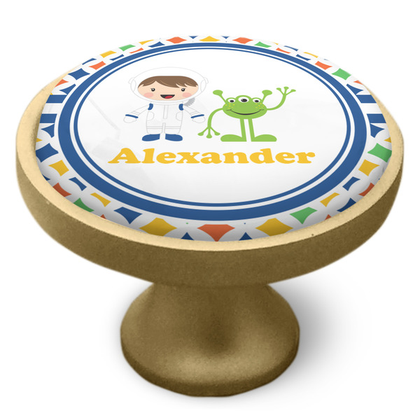 Boy's Astronaut Cabinet Knob - Gold - Side