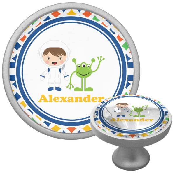 Custom Boy's Astronaut Cabinet Knob (Silver) (Personalized)