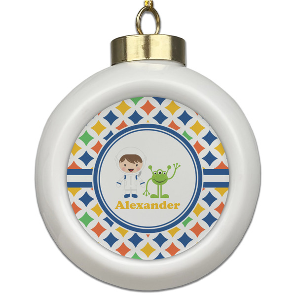 Custom Boy's Astronaut Ceramic Ball Ornament (Personalized)