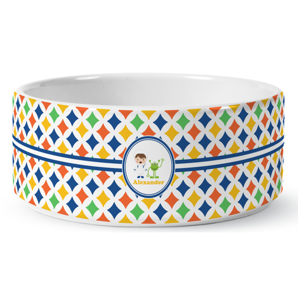 Boy's Astronaut Ceramic Dog Bowl - Medium - Front