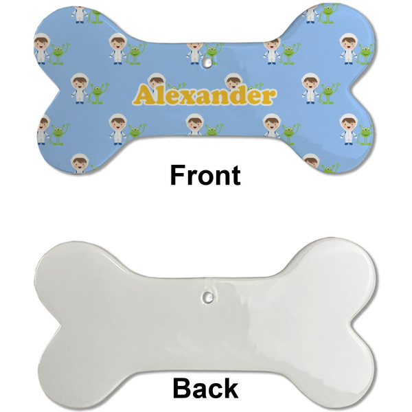 Boy's Astronaut Ceramic Flat Ornament - Bone Front & Back Single Print (APPROVAL)