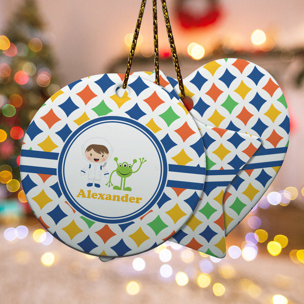 Custom Boy's Astronaut Ceramic Ornament w/ Name or Text