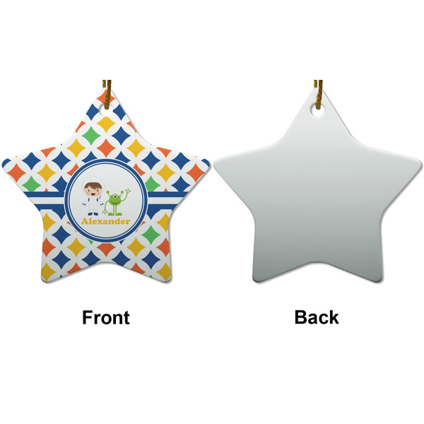Boy's Astronaut Ceramic Flat Ornament - Star Front & Back (APPROVAL)