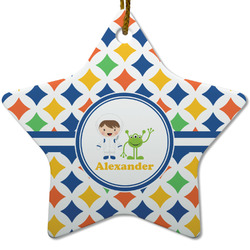 Boy's Astronaut Star Ceramic Ornament w/ Name or Text