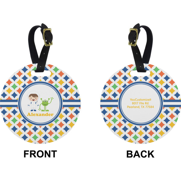 Boy's Astronaut Circle Luggage Tag (Front + Back)