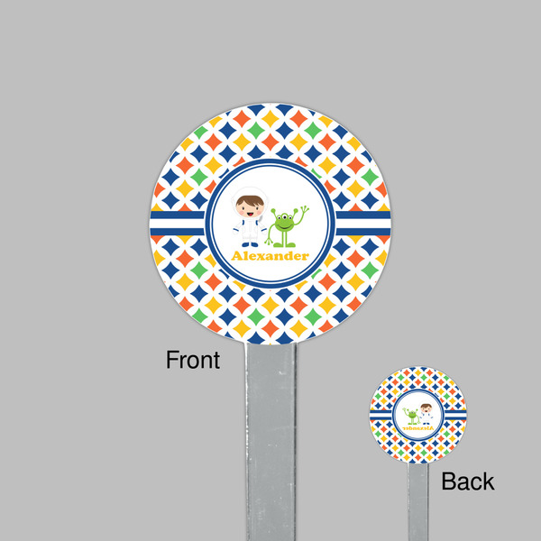 Boy's Astronaut Clear Plastic 7" Stir Stick - Round - Front & Back