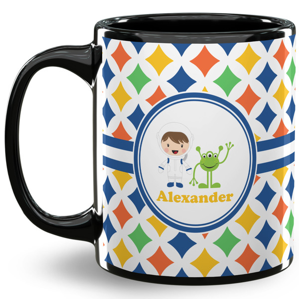 Custom Boy's Astronaut 11 Oz Coffee Mug - Black (Personalized)