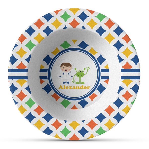 Custom Boy's Astronaut Plastic Bowl - Microwave Safe - Composite Polymer (Personalized)