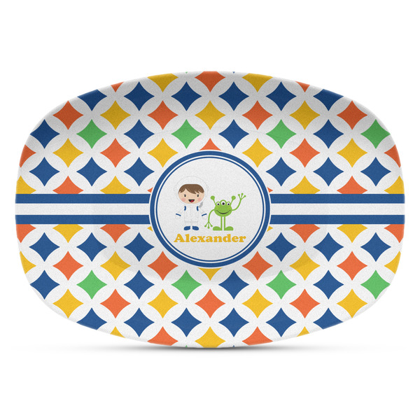 Custom Boy's Astronaut Plastic Platter - Microwave & Oven Safe Composite Polymer (Personalized)