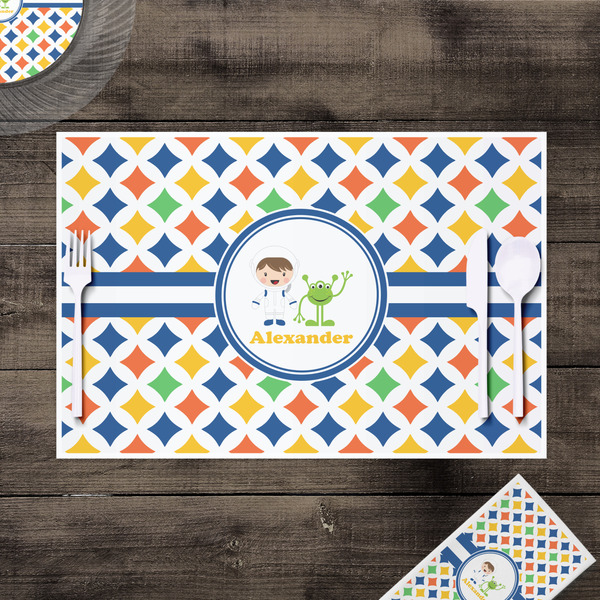 Boy's Astronaut Disposable Paper Placemat - In Context