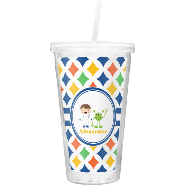 Custom Boy's Astronaut Double Wall Tumbler with Straw (Personalized)