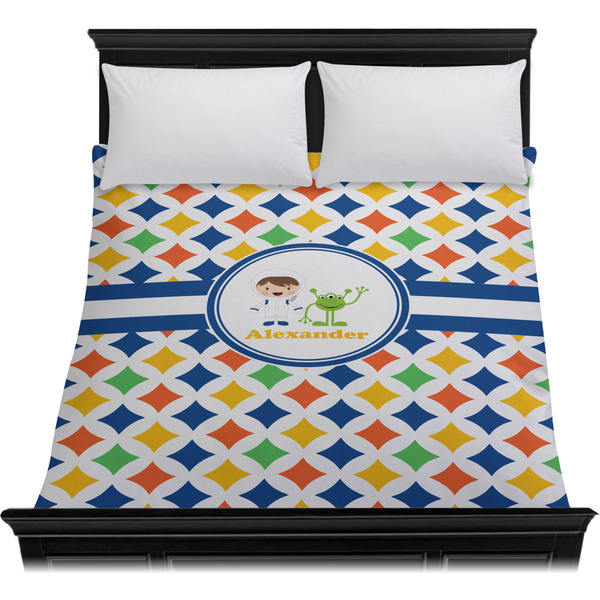 Boy's Astronaut Duvet Cover - Queen - On Bed - No Prop