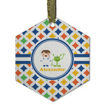 Boy's Astronaut Flat Glass Ornament - Hexagon w/ Name or Text