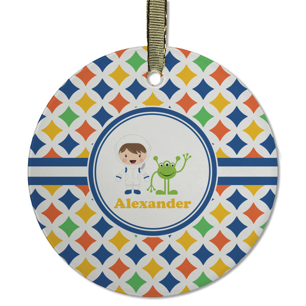 Boy's Astronaut Frosted Glass Ornament - Round