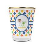 Boy's Astronaut Glass Shot Glass - 1.5 oz - with Gold Rim - Set of 4 (Personalized)