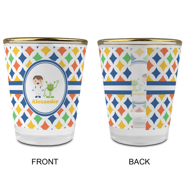 Boy's Astronaut Glass Shot Glass - with gold rim - APPROVAL