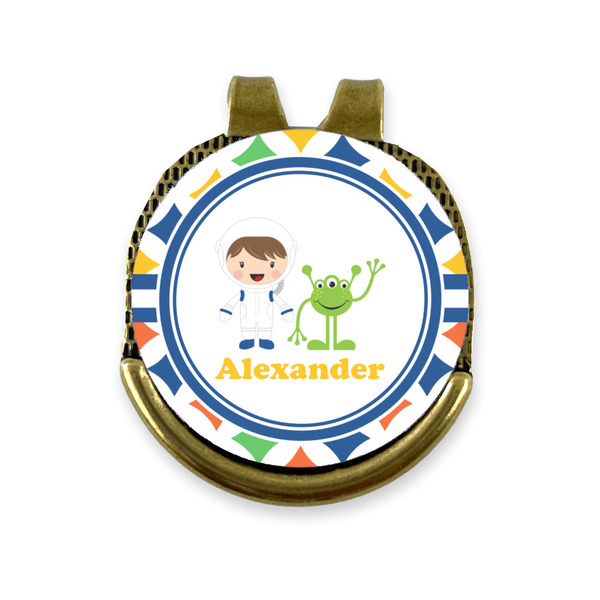 Custom Boy's Astronaut Golf Ball Marker - Hat Clip - Gold