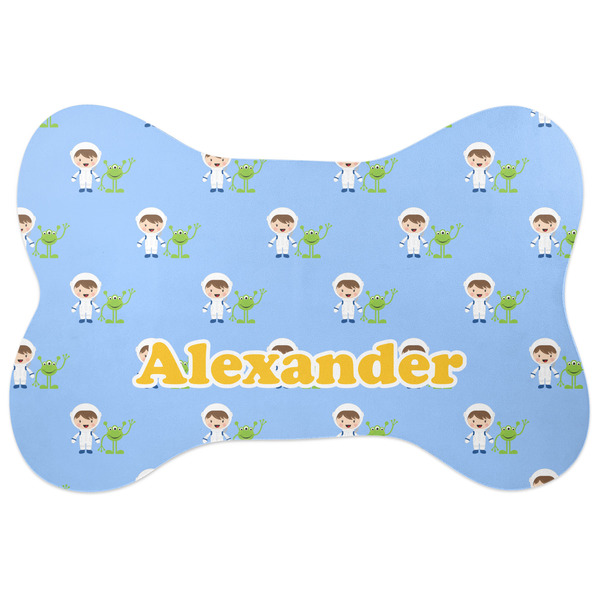 Custom Boy's Astronaut Bone Shaped Dog Food Mat (Large) (Personalized)