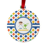 Boy's Astronaut Metal Ball Ornament - Double Sided w/ Name or Text