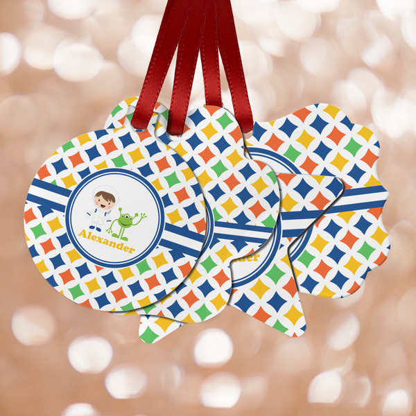 Custom Boy's Astronaut Metal Ornaments - Double Sided w/ Name or Text