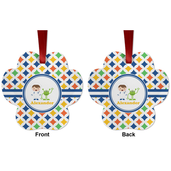 Boy's Astronaut Metal Paw Ornament - Front and Back