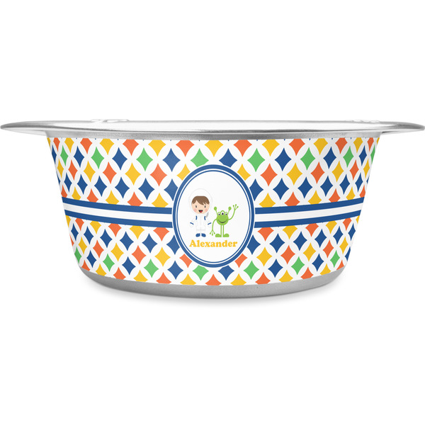 Custom Boy's Astronaut Stainless Steel Dog Bowl - Medium (Personalized)