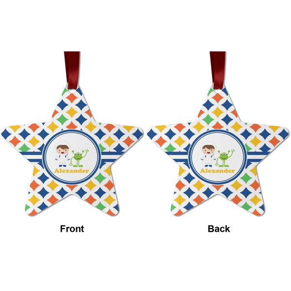 Boy's Astronaut Metal Star Ornament - Front and Back
