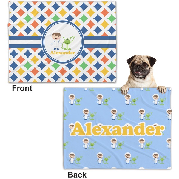 Boy's Astronaut Microfleece Dog Blanket - Regular - Front & Back