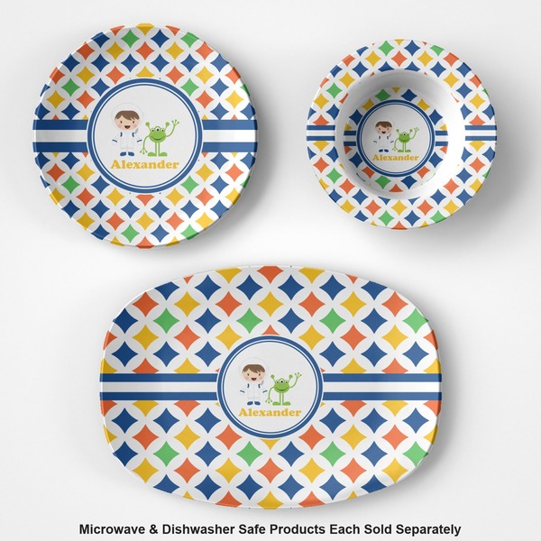 Boy's Astronaut Microwave & Dishwasher Safe CP Plastic Dishware - Group