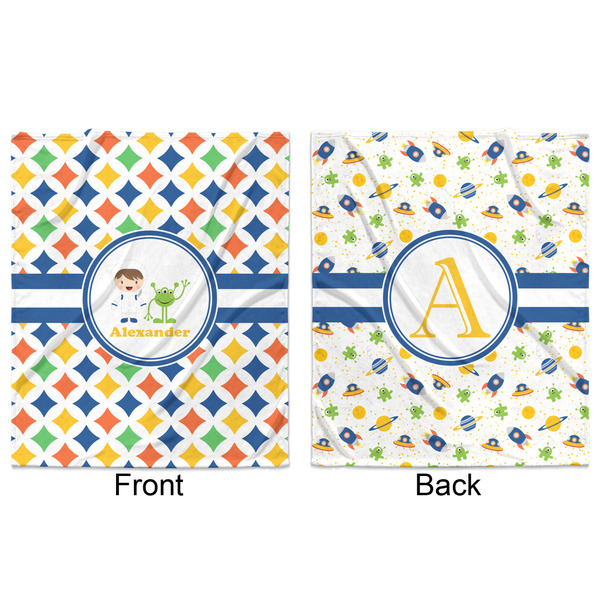Boy's Astronaut Minky Blanket - 50"x60" - Double Sided - Front & Back
