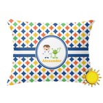 Boy's Astronaut Outdoor Throw Pillow (Rectangular) (Personalized)