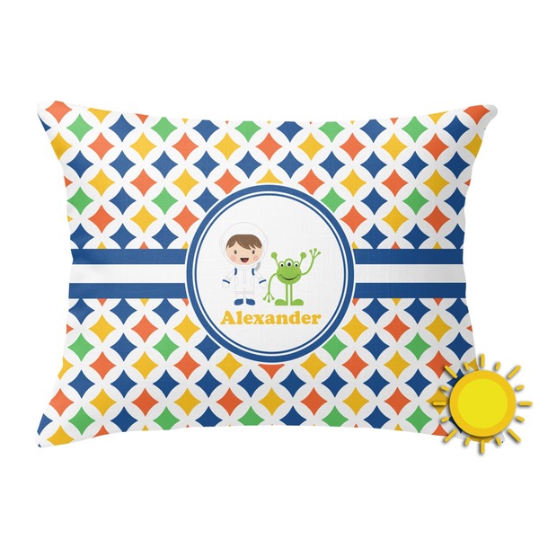 Custom Boy's Astronaut Outdoor Throw Pillow (Rectangular) (Personalized)