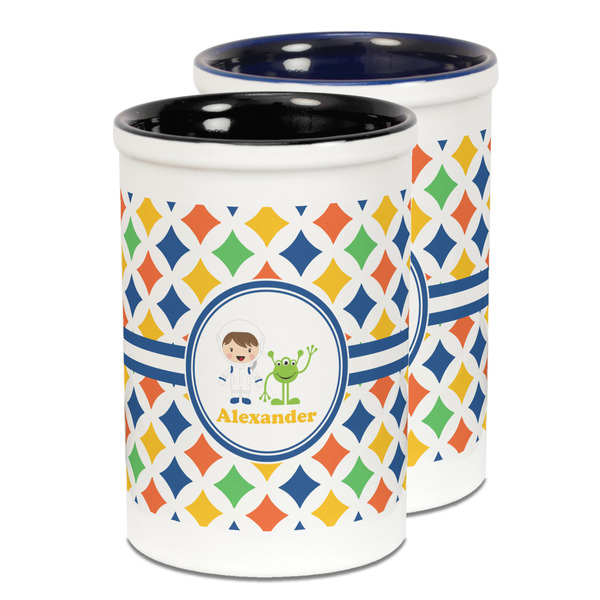 Custom Boy's Astronaut Ceramic Pencil Holder - Large