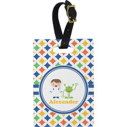 Boy's Astronaut Plastic Luggage Tag - Rectangular w/ Name or Text