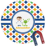 Boy's Astronaut Round Fridge Magnet (Personalized)