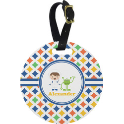 Boy's Astronaut Plastic Luggage Tag - Round (Personalized)