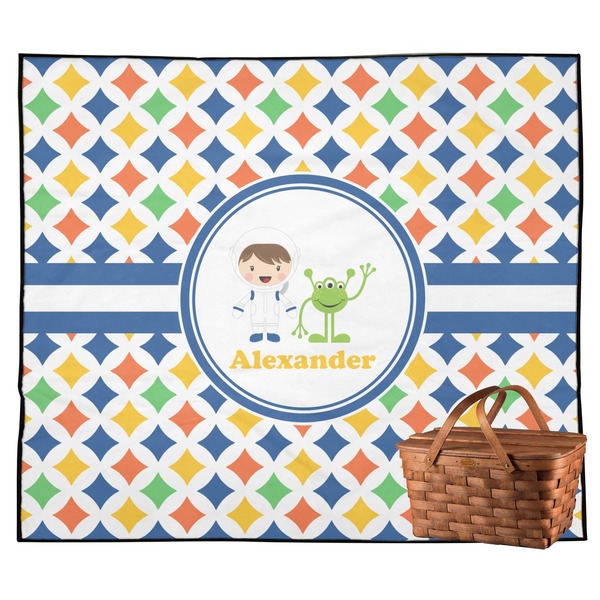 Custom Boy's Astronaut Outdoor Picnic Blanket (Personalized)
