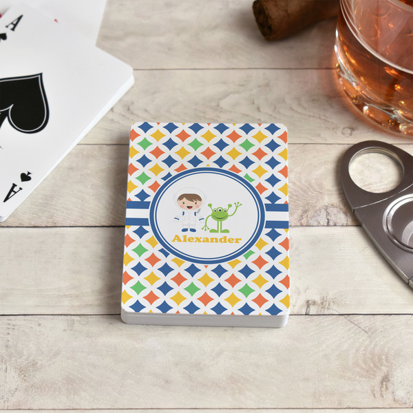 Boy's Astronaut Playing Cards - In Context